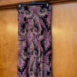 Azules Ladies Maxi Skirt, Medium, Paisley Pattern, Black, Lavender, Pink